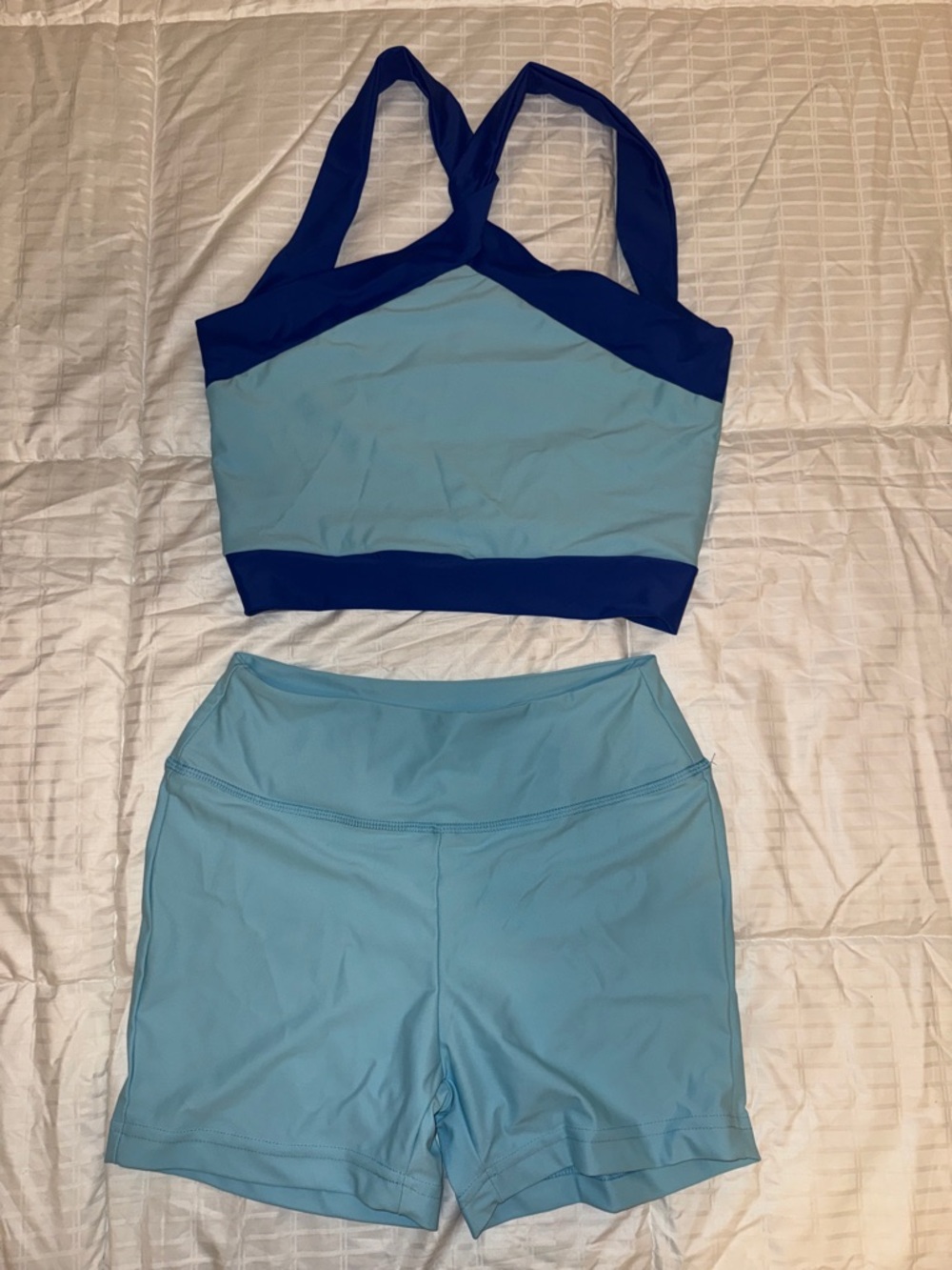 New Light Blue Two-Piece Active Set with Royal Blue Trim Adult Small